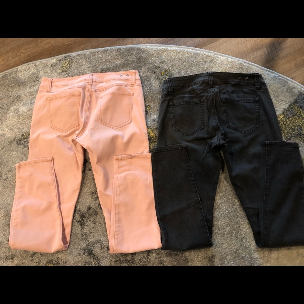 CAbi skinny jeans.  Two pairs, nectar and off black.  Size 4.